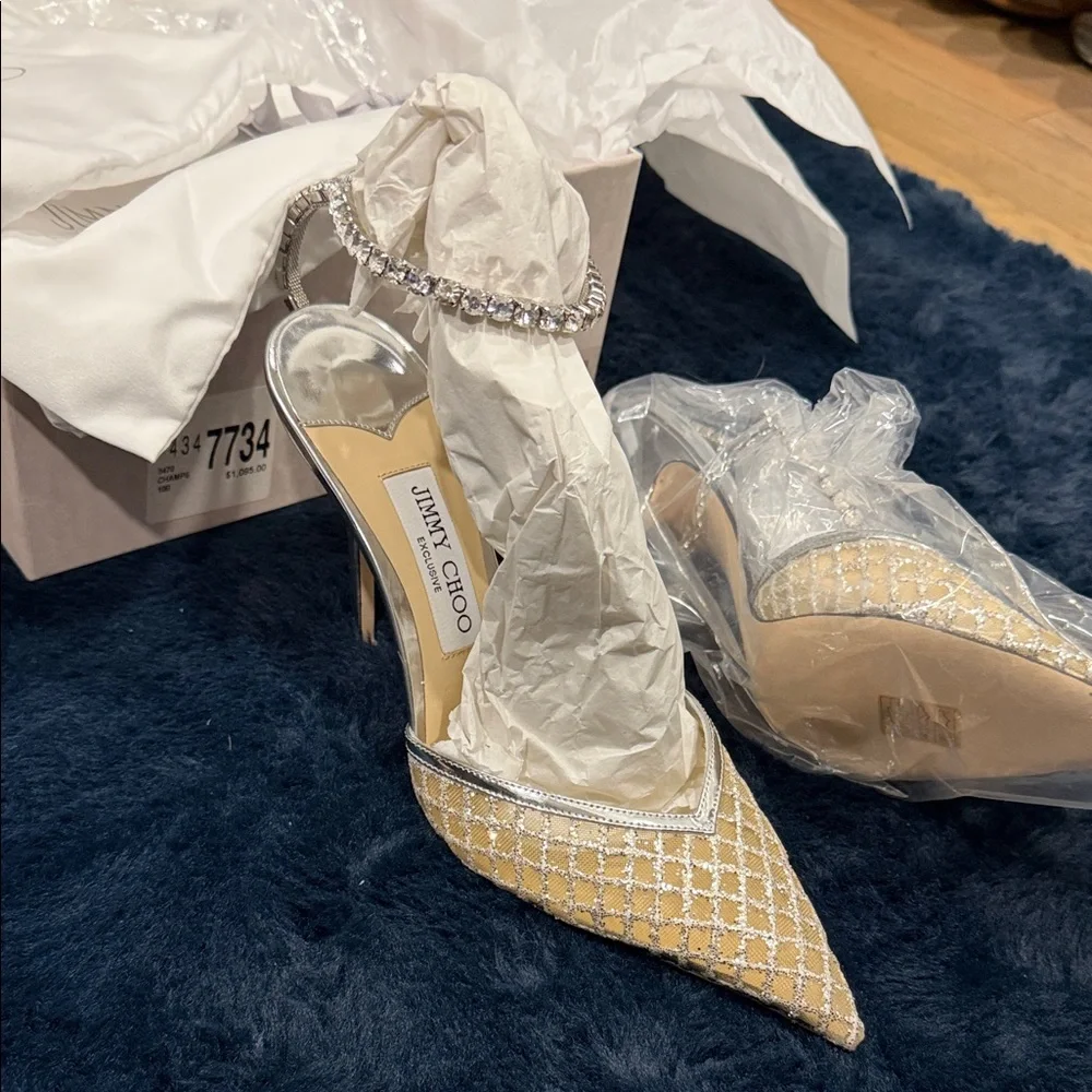 Jimmy Choo Yellow and Silver Heels - Picture 7 of 9